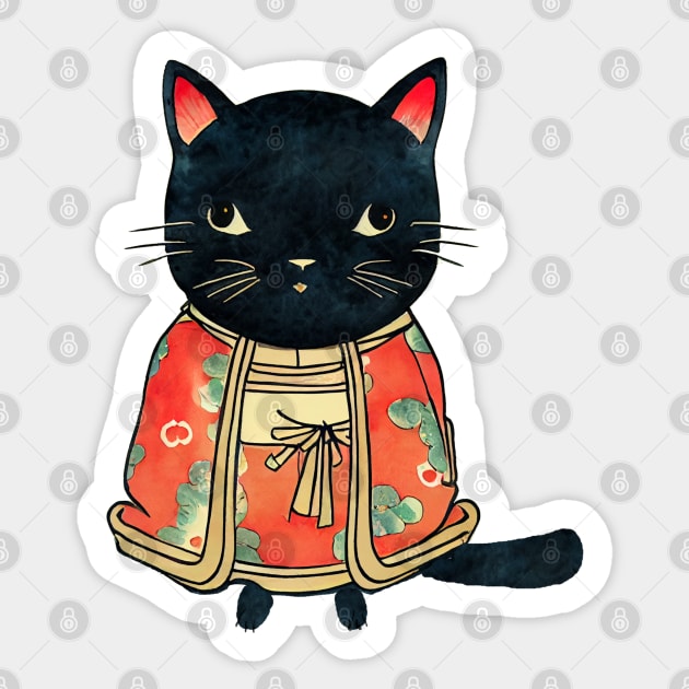 Japanese Black Cat Sticker by Kinhakamaka